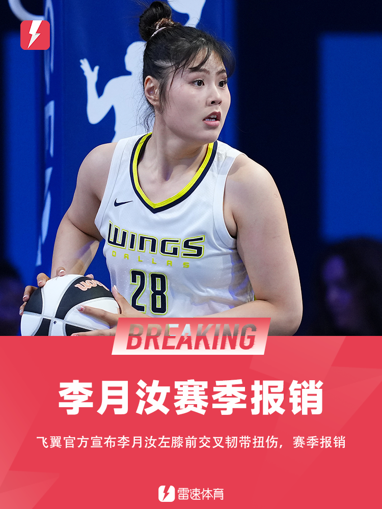 官方：李月汝左膝前交叉韧带扭伤，赛季报销